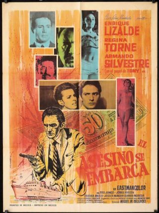 043 El Asesino Se Embarca,  Mexican Movie Poster,  Enrique Lizalde,  1967