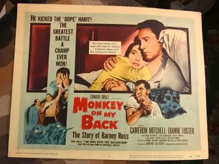 Monkey On My Back 1957 United Artists Title Lobby Card Cameron Mitchell Dianne F
