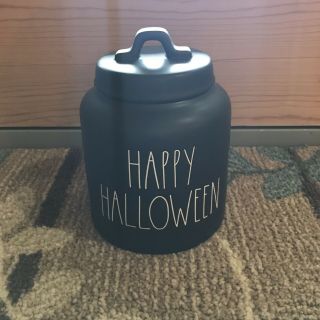 Rae Dunn “happy Halloween” Matte Black Chubby Cookies Jar Canister (htf 2018)