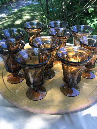Fostoria Jamestown 6” Ice Tea ‘s 10 Glasses Brown Root Bear Color
