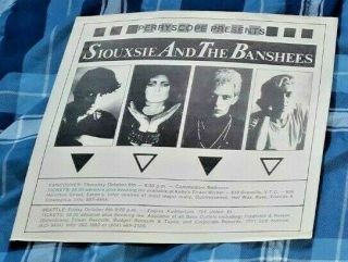 Siouxsie & The Banshees Concert Poster Vancouver & Seattle 10/8/81 & 10/9/81