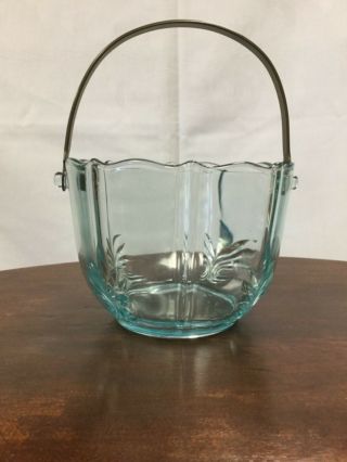 Vintage Fostoria Baroque Azure Blue Ice Bucket Depression Glass