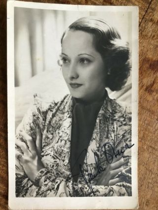 Merle Oberon Hand Ink Signed Autograph 1930s Rp Postcard