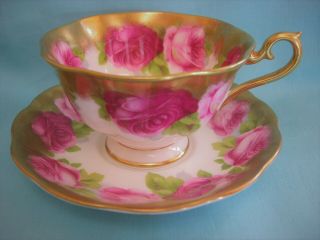 Royal Albert Old English Rose Heavy Gold Gild Tea Cup & Saucer