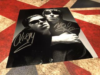 Oasis Noel & Liam Gallagher Hand Signed Photo Authentic Autograph &