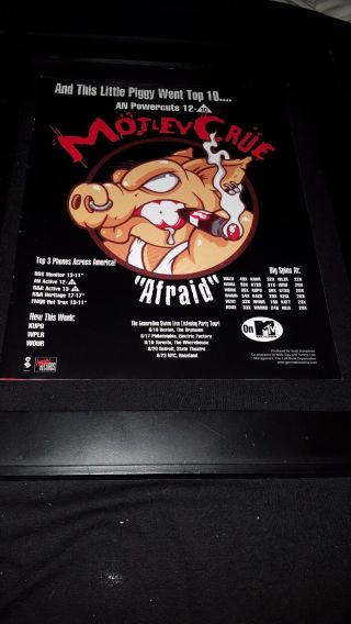 Motley Crue Afraid Rare Radio Promo Poster Ad Framed