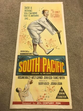 Movie Poster 13x30: South Pacific (1958) Rossano Brazzi,  Mitzi Gaynor