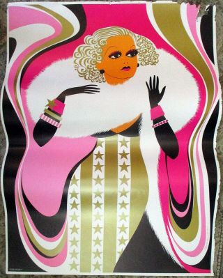 Jean Harlow 1968 Psychedelic Mod 1930s Movie Star Poster By Elaine Havelock