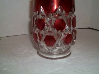 Antique EAPG Bryce Bros Red Hexagon Block Ruby Stained Glass 1880s Celery Vase 2
