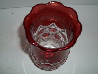 Antique EAPG Bryce Bros Red Hexagon Block Ruby Stained Glass 1880s Celery Vase 3