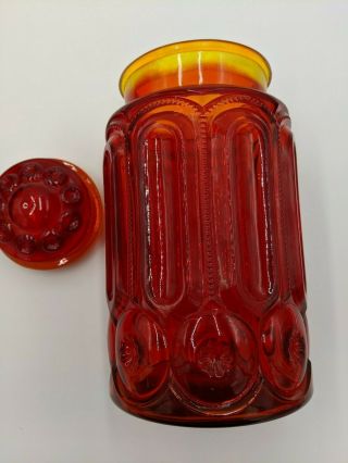 Vintage LE Smith Amberina Ruby Glass Apothecary Jar Canister Set Moon and Stars 7