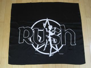 Nos 1984 Vtg Rush Star Man Black Banner Flag Tapestry Wall Art Poster Band 80s