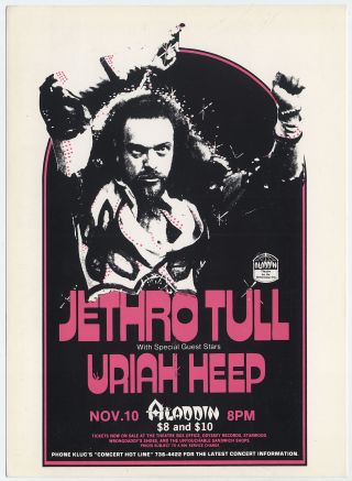 Jethro Tull,  Uriah Heep 1978 Las Vegas Concert Handbill / Giant Postcard