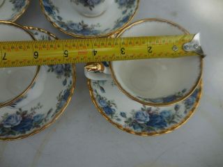Royal Albert England Blue MOONLIGHT ROSE Teacup Tea Cup & Saucer Set of 4 5