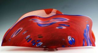 Chihuly Style American Studio Art Glass Centerpiece Bowl Signed 2