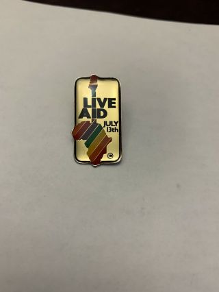 Vintage 1985 Live Aid Concert Promotion Cloisonne Pin Rainbow Guitar