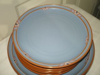 18 Pc Blue Adobe Stoneware Noritake Brown Blue Aztec Dinner Salad Plate Bowl Mug 6
