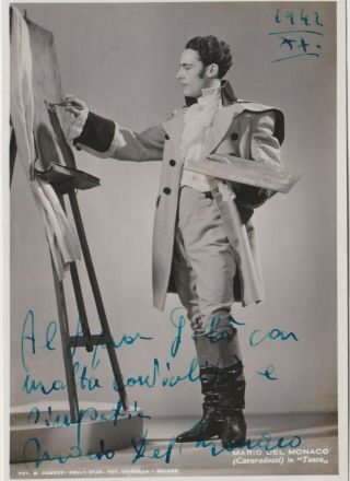 Opera : Italian Tenor Mario Del Monaco (cavaradossi) In Tosca Autograph 1942