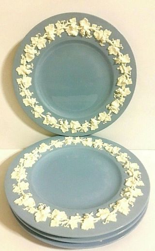 Set Of 4 Wedgwood Queensware Dinner Plates Cream On Lavender/ Blue Near