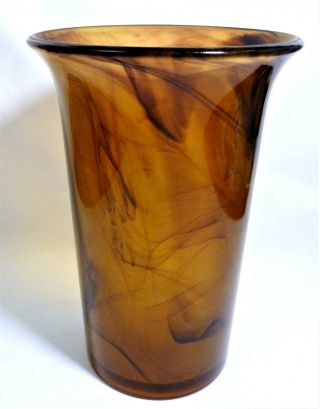 Davidson Amber Vase Cloud Glass Art Deco Vintage 1940 