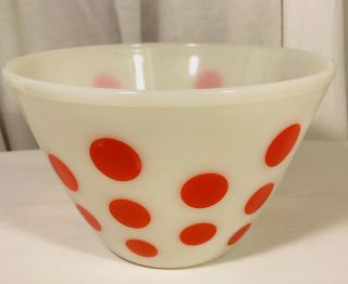 Vintage Fire King Oven Ware Red Polka Dot 8 1/2 