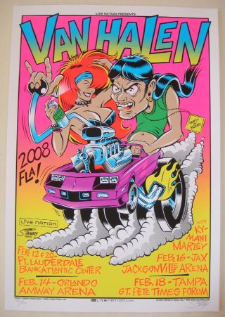 2008 Van Halen - Florida Tour Silkscreen Concert Poster S/n By Stainboy