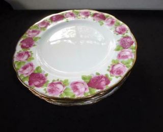 Set Of 6 Royal Albert Bone China Old English Rose Dinner Plates 10 1/4 "