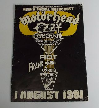 Heavy Metal Holocaust 1981 Concert Tour Programme Motorhead Ozzy Osbourne Riot