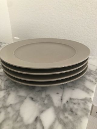 Restoration Hardware Porcelain Dinner Plates 11” Taupe Set Of 4