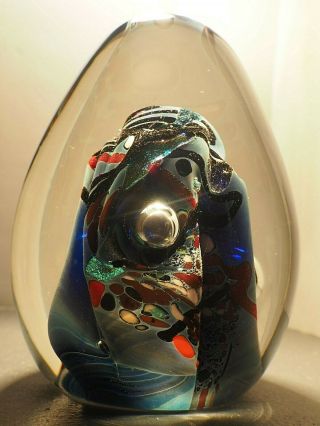Rollin Karg Signed Dichroic Art Glass Egg Paperweight Sculpture Huge 2,  Lbs