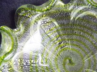 Vintage Murano Barovier Toso Art Glass Bowl Pistacho Green Silver EC Swirl 5