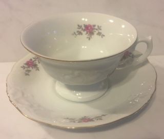Vintage Wawel Poland China Tea Cup Saucer Set - Tea Rose Pattern - Set Of 6