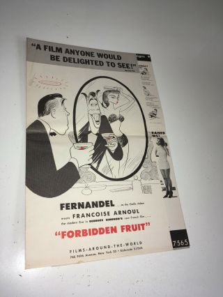 Forbidden Fruit Movie Pressbook 1952 Fernandel Sex Comedy Al Hirschfeld Art