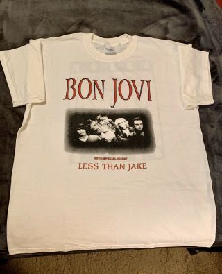 Rare White Bon Jovi Crush Tour 2000 (with Less Than Jake Print Version) Sz Xl