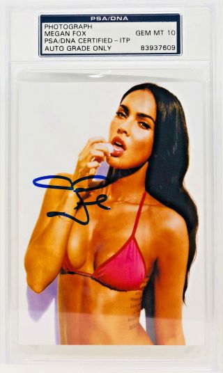 Megan Fox Sexy Ice Cube Autographed 3.  5x5 Photo Signed Psa/dna Slabbed Graded 10