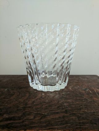 Tiffany & Co Crystal Ice Champagne Wine Bucket Vase Optic Swirl 8 " X 8 "