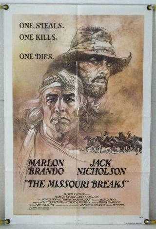 The Missouri Breaks Ff Orig 1sh Movie Poster Marlon Brando Jack Nicholson (1976)