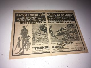 Thunderball Movie Trade Ad 1966 Sean Connery James Bond 007 Spy Action Poster