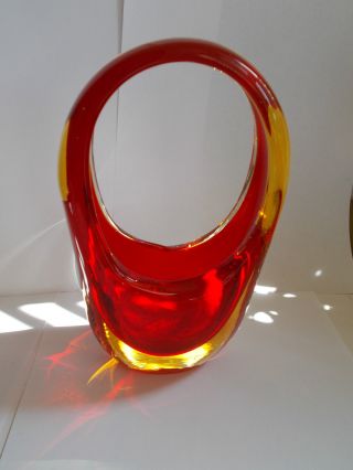 VINTAGE MURANO SOMMERSO SUBMERGED ART GLASS VASE RED/AMBER (ref11) 2