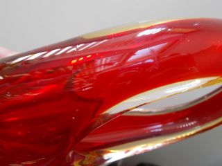 VINTAGE MURANO SOMMERSO SUBMERGED ART GLASS VASE RED/AMBER (ref11) 6