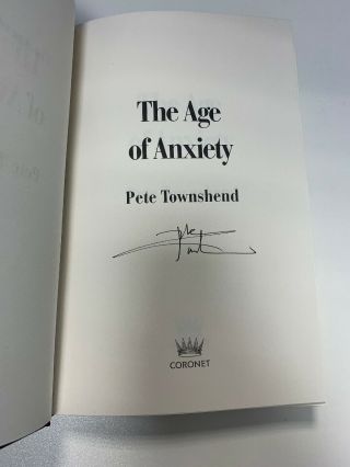 Pete Townshend - The Age Of Anxiety - Hand Signed First Edition Book The Who