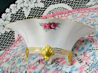 NIPPON HAND PAINTED BEADED & JEWELLED PINK ROSE GOLD SWAGS FOOTED BOWL 4