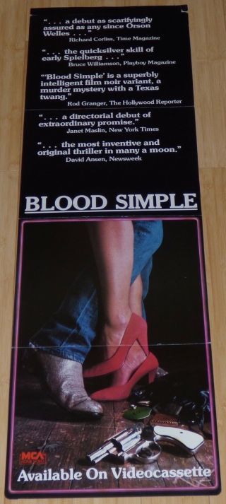 Blood Simple 1990s Vhs Home Video Movie Poster Ethan Joel Coen Brothers