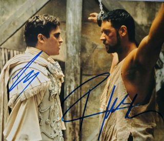 Joaquin Phoenix & Russell Crowe 2x Hand Signed 8x10 Photo W/holo Gladiator