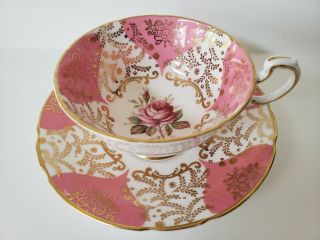 Paragon Pink And Gold Colorful Rose Vintage Bone China Teacup & Saucer England
