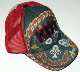 Kiss Band Rock And Roll Over Logo Trucker Hat Cap Adjustable Unworn 2002 Newtags