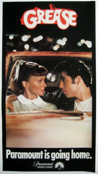 Grease - John Travolta & Olivia Newton - John - Home Video Poster -