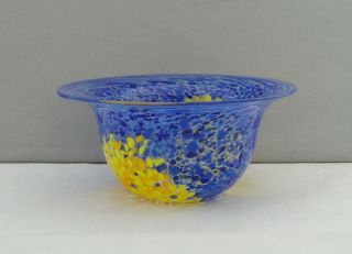 Vintage Kosta Boda Glass Sweden Ulrica Vallien Bowl Blue & Yellow