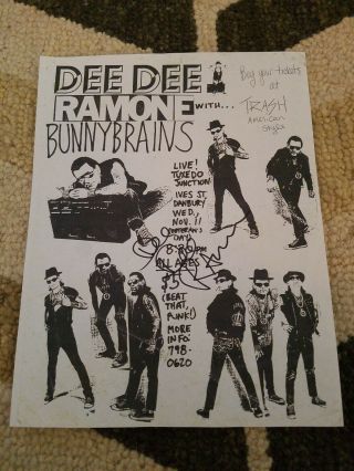 Dee Dee Ramone Signed Flyer Dee Dee King Ramones Punk Kbd Autographed 92 Poster