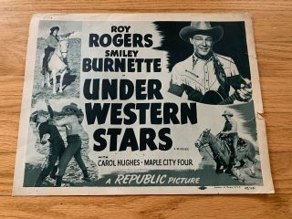 1948 Under Western Stars Orig Roy Rogers Title Lobby Card Western Movie Poster